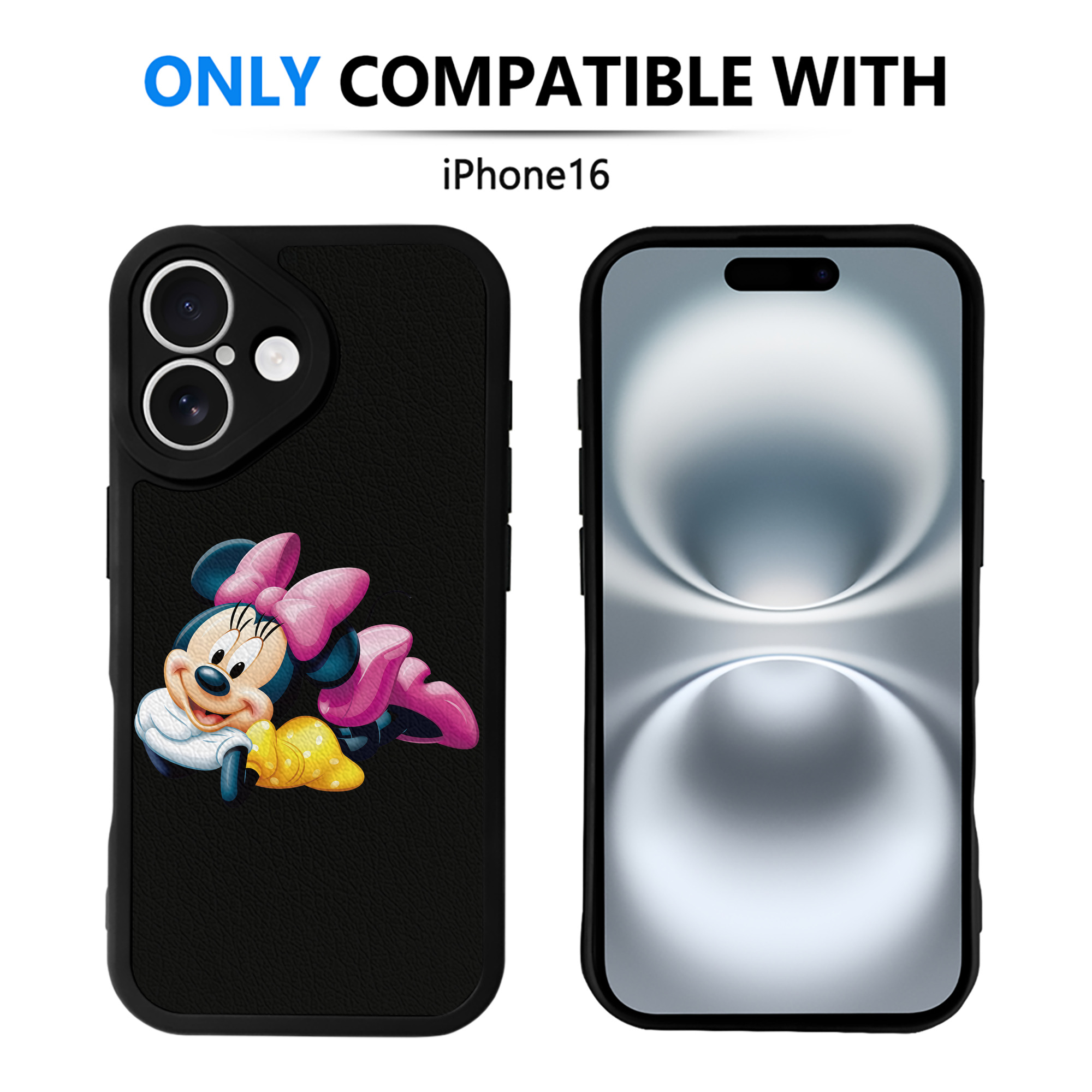 （画像用） ミッキーマウス Mickey Mouse 【iPhone 16シリーズ対応】シリコンスマホケース（レザー調） 材質：シリコン